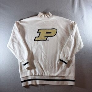 Vintage Purdue University Boilermakers Mock Neck Sweatshirt White Gold P Logo